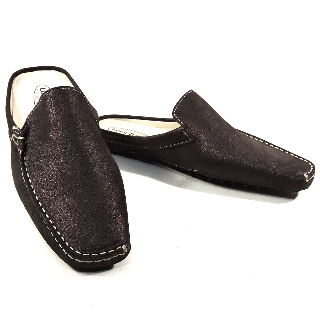 Luigi Traini Women's Brown Soft Suede Flat Comfort Mules